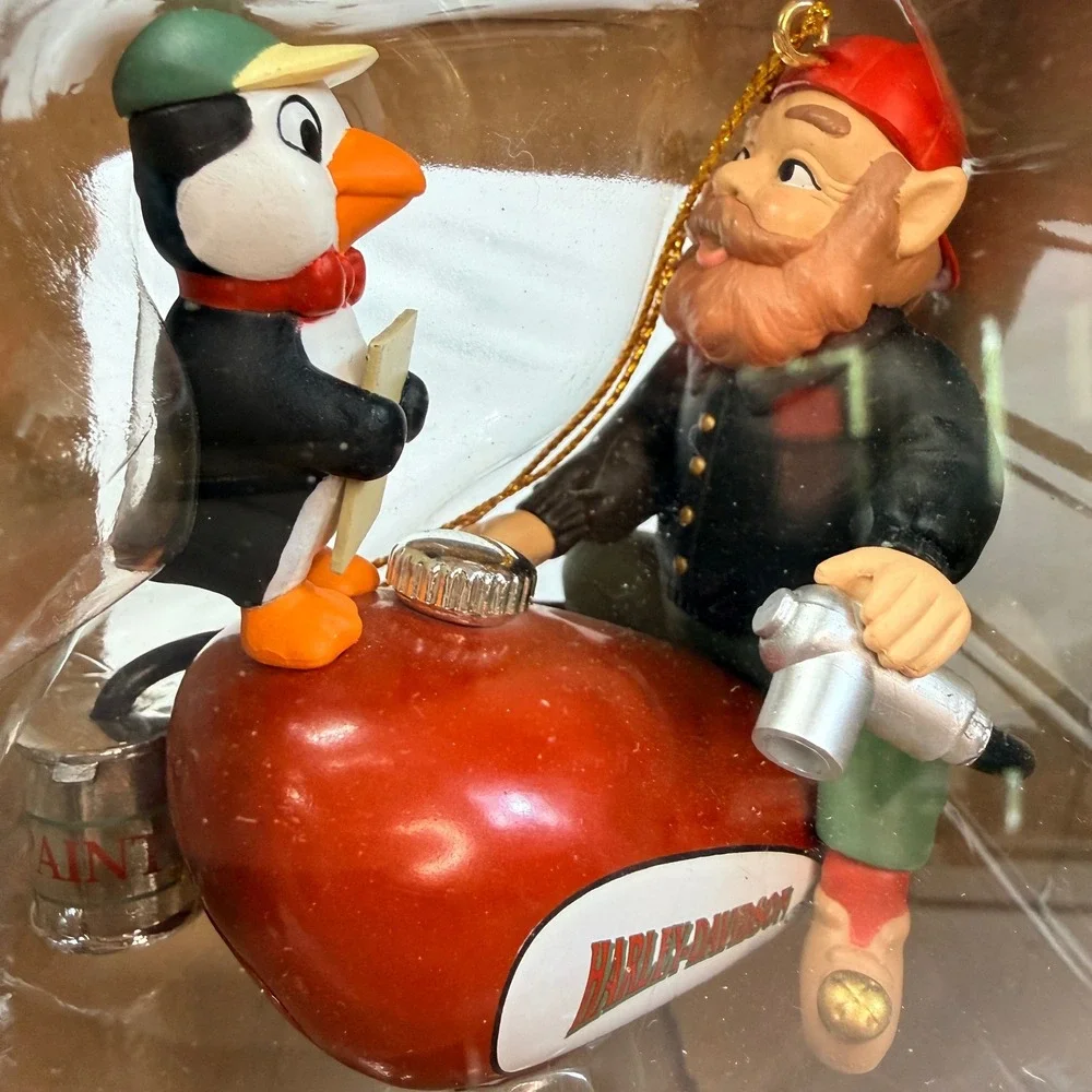 Harley-Davidson 2000 Elf and Penguin Gas Tank Christmas Ornament MA 099201